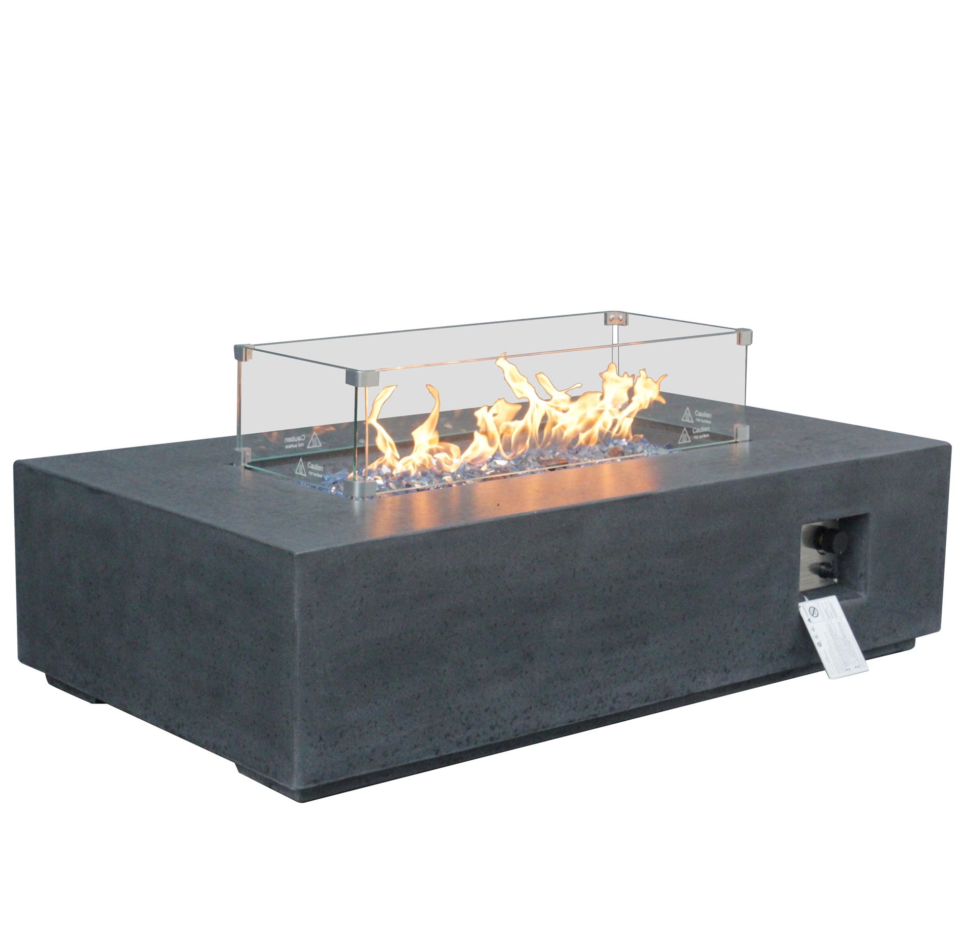 Outdoor Concrete Propane Gas Rectangle Fire Pit Table Home Essentials