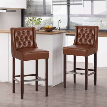 Solstara - Upholstered Dining Barstool With Button Tufted And Wing Back Noble House