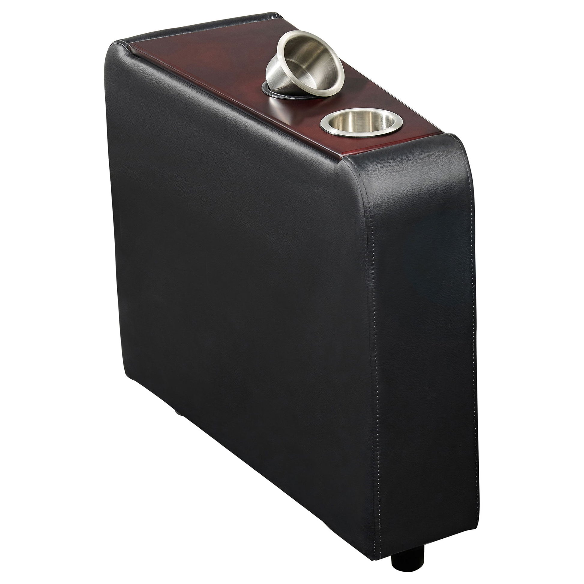 Nseluka - Upholstered Wedge Console For Home Theater With Cupholders - Black Furniture Max