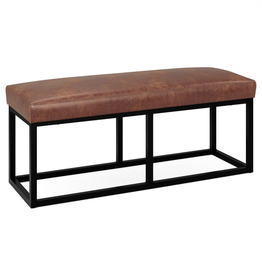 Reynolds - Ottoman Bench - Distressed Saddle Brown Simpli-Home