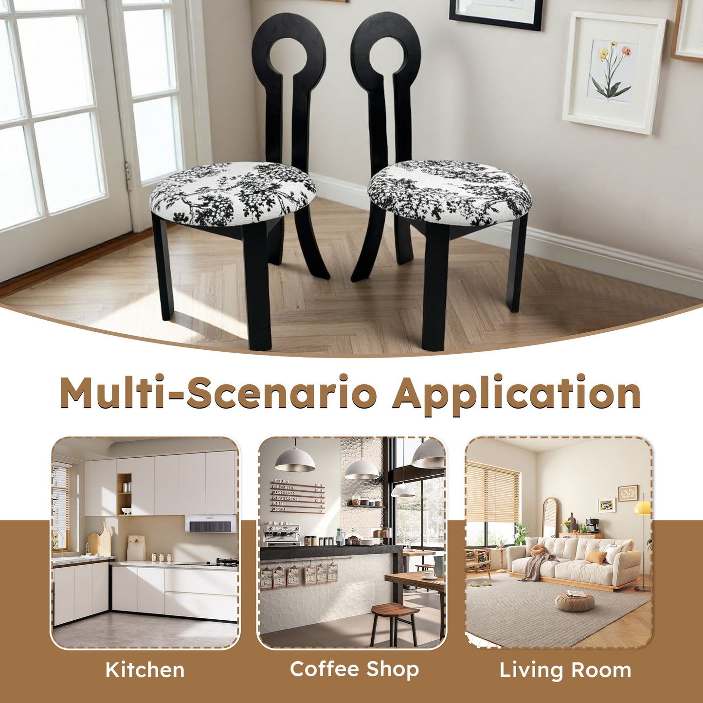Key Design, Dining Chairs (Set of 2) - White / Black Home Essentials