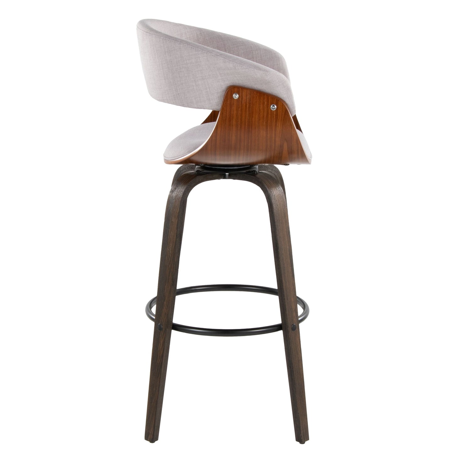 Vintage Mod - Mid Century Modern Fixed Height Barstool With Swivel & Round Footrest (Set of 2) Lumi Source
