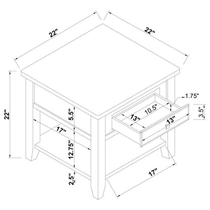 Bradford - 1-Drawer Square Wood End Table - Walnut