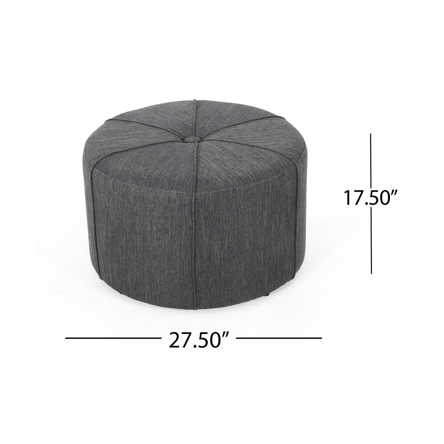 Contemporary Ottoman With Tonal Piping And Button Tuft Design Noble House