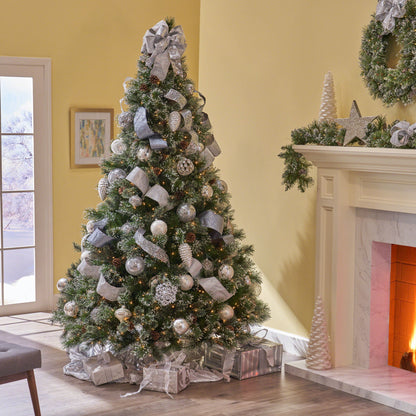 Cashmere And Snow Bristle Mixed Christmas Tree With Pine Cones - Green Noble House