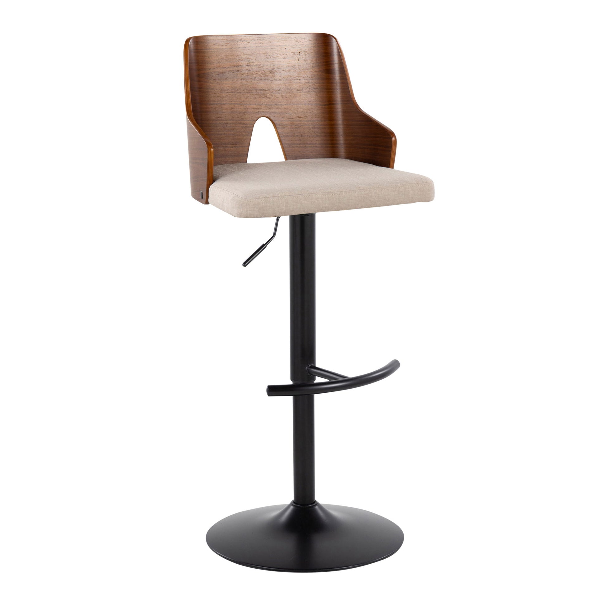 Ariana - Mid Century Modern Adjustable Barstool Stool With Swivel With Rounded T Footrest (Set of 2) Lumi Source
