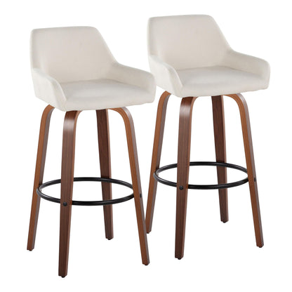 Daniella - Contemporary Fixed Height, Barstool & Swivel And Round Footrest (Set of 2) Lumi Source