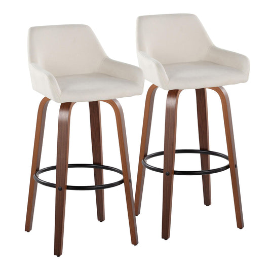 Daniella - Contemporary Fixed Height, Barstool & Swivel And Round Footrest (Set of 2) Lumi Source