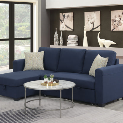 Reversible Sectional With Pop Up Sleeper And Hidden Storage Chaise - Navy Emerald Home