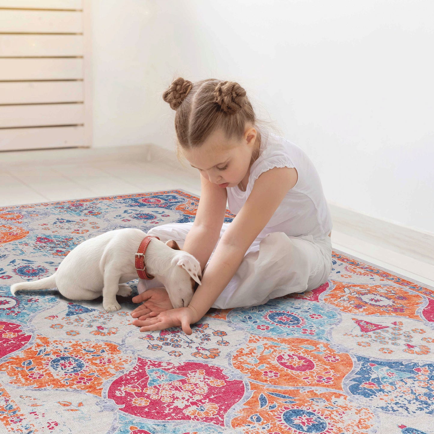 2' x 3' Area Rug, Washable Area Rugs, Low-Pile, Non-Slip, Non-Shedding, Foldable, Kid & Pet Friendly, Area Rugs For Living Room, Bedroom, Kitchen, Dining Room Rug, Perfect Gifts - Cream