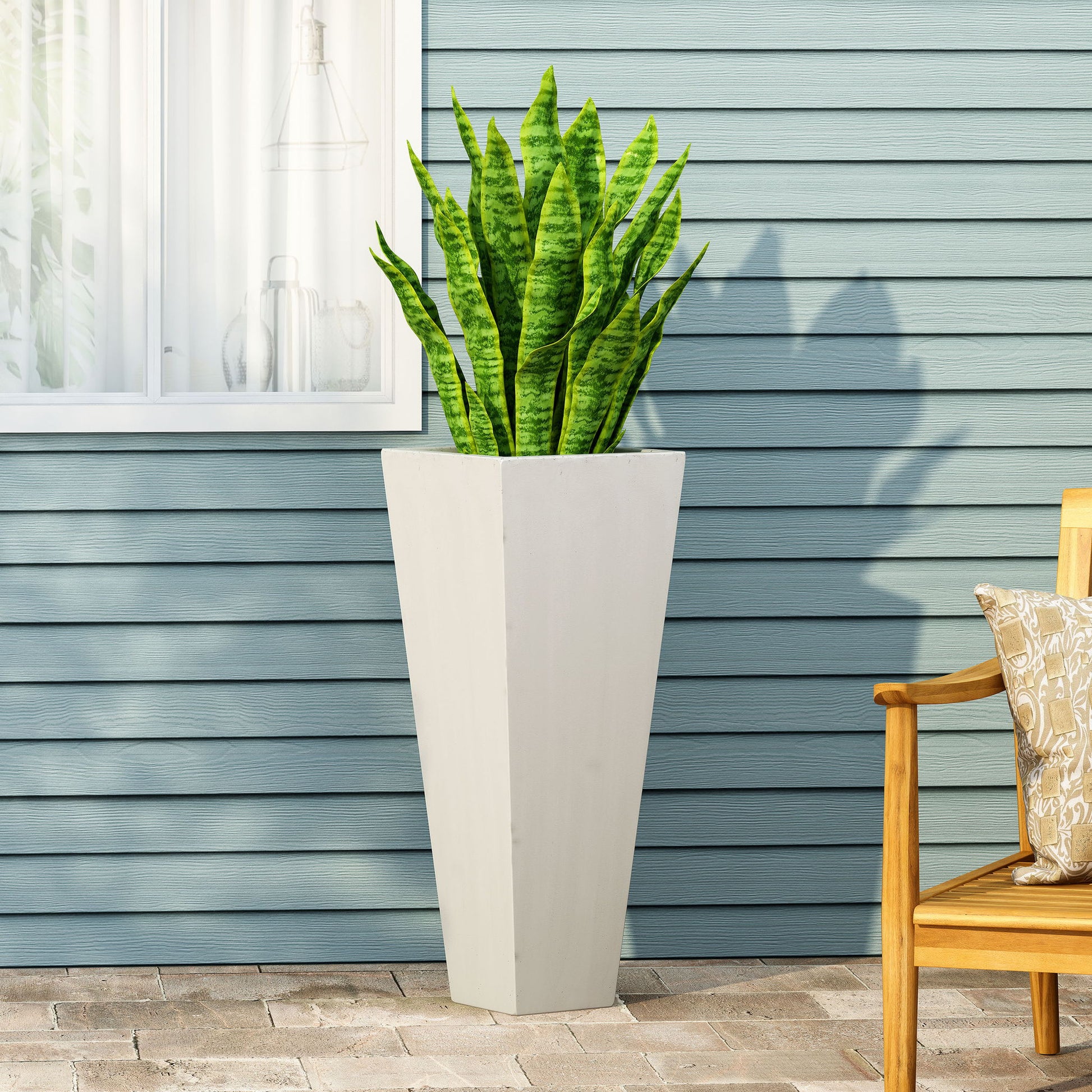 Outdoor Modern Cast Stone Planter Noble House