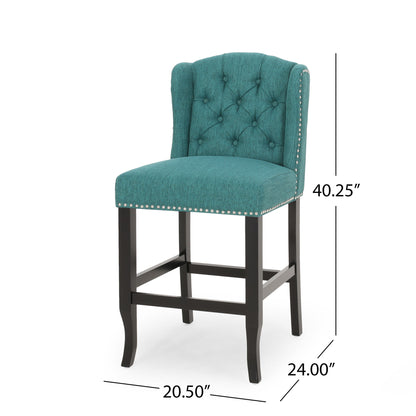 Vienna - Fabric Tufted Counter Stool With Nailhead Accents (Set of 2) Noble House