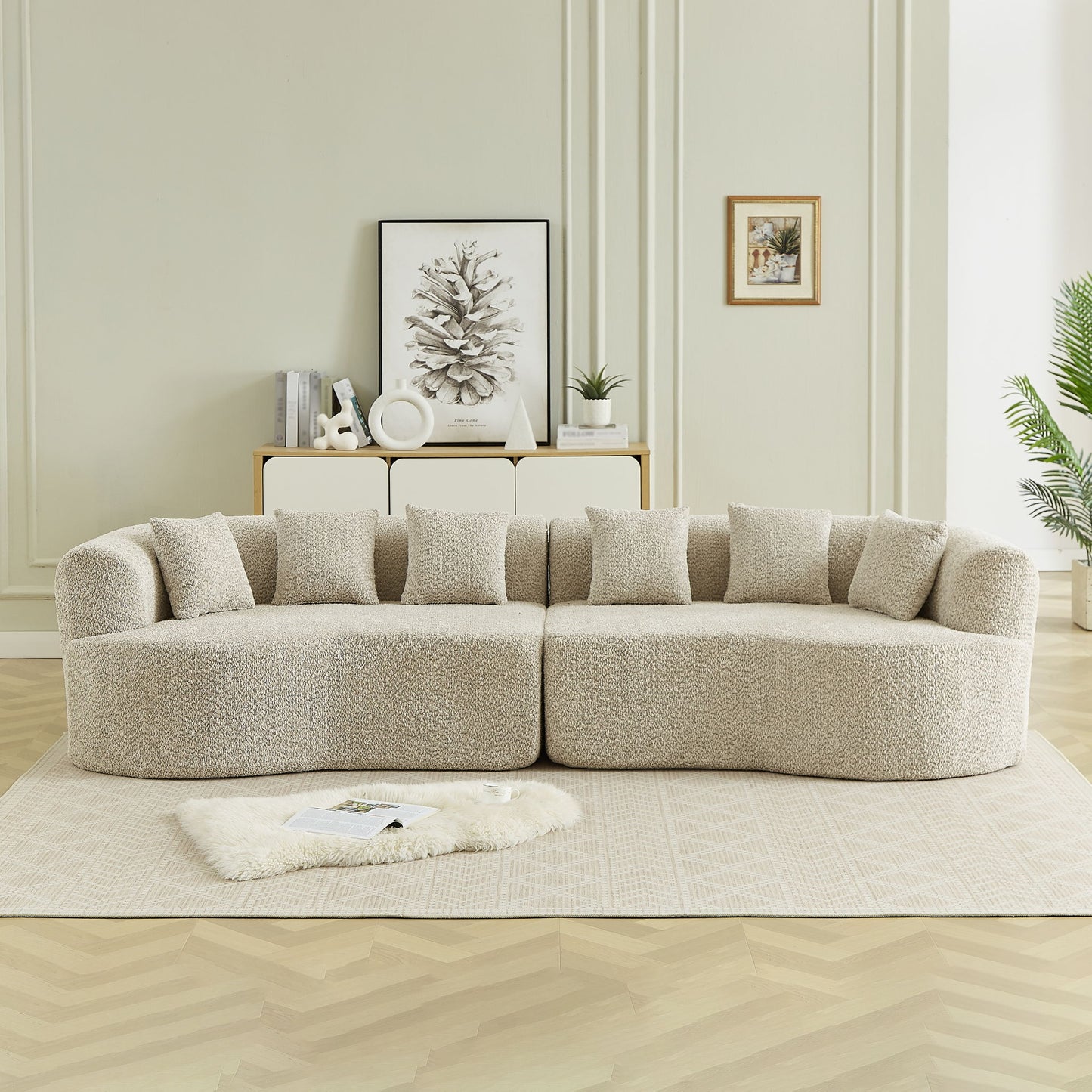 Curved Sectional Sofa With 6 Pillows Home Essentials
