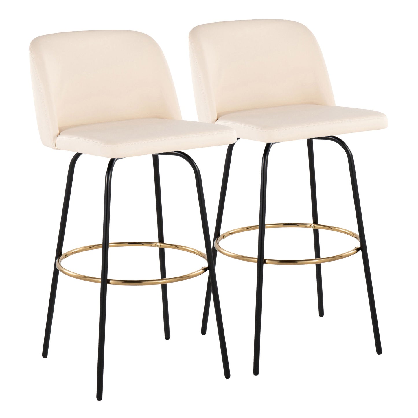 Toriano - Contemporary Fixed Height, Barstool With Swivel & Round Footrest (Set of 2) Lumi Source
