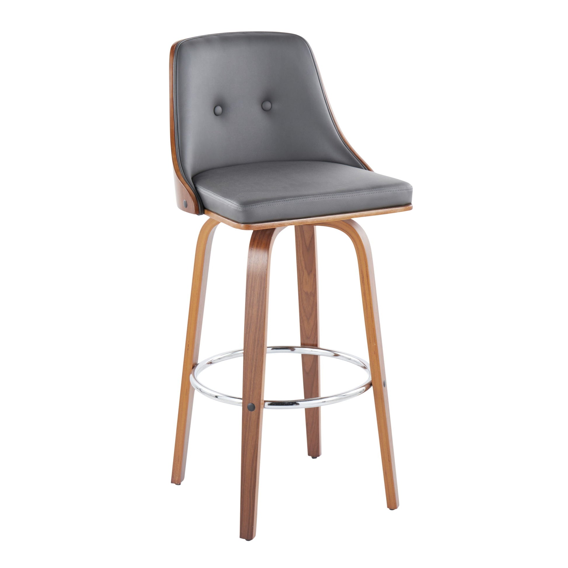 Gianna - Mid Century Modern Fixed Height Barstool With Swivel With Round Footrest (Set of 2) Lumi Source