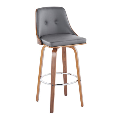 Gianna - Mid Century Modern Fixed Height Barstool With Swivel With Round Footrest (Set of 2) Lumi Source