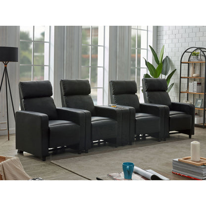 Warren - 4 Seater Home Theater With Wedge Console Recliners - Black Furniture Max