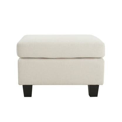 Springfield - Ottoman Contemporary Design Fabric Birch Wood Legs - Beige Noble House