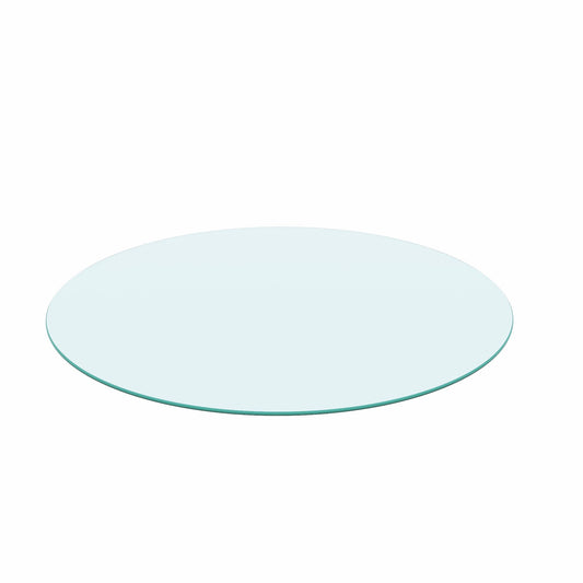 20" Round Tempered Glass Table Top Clear Glass 1 / 4" Thick Round Polished Edge - Transparent Home Essentials