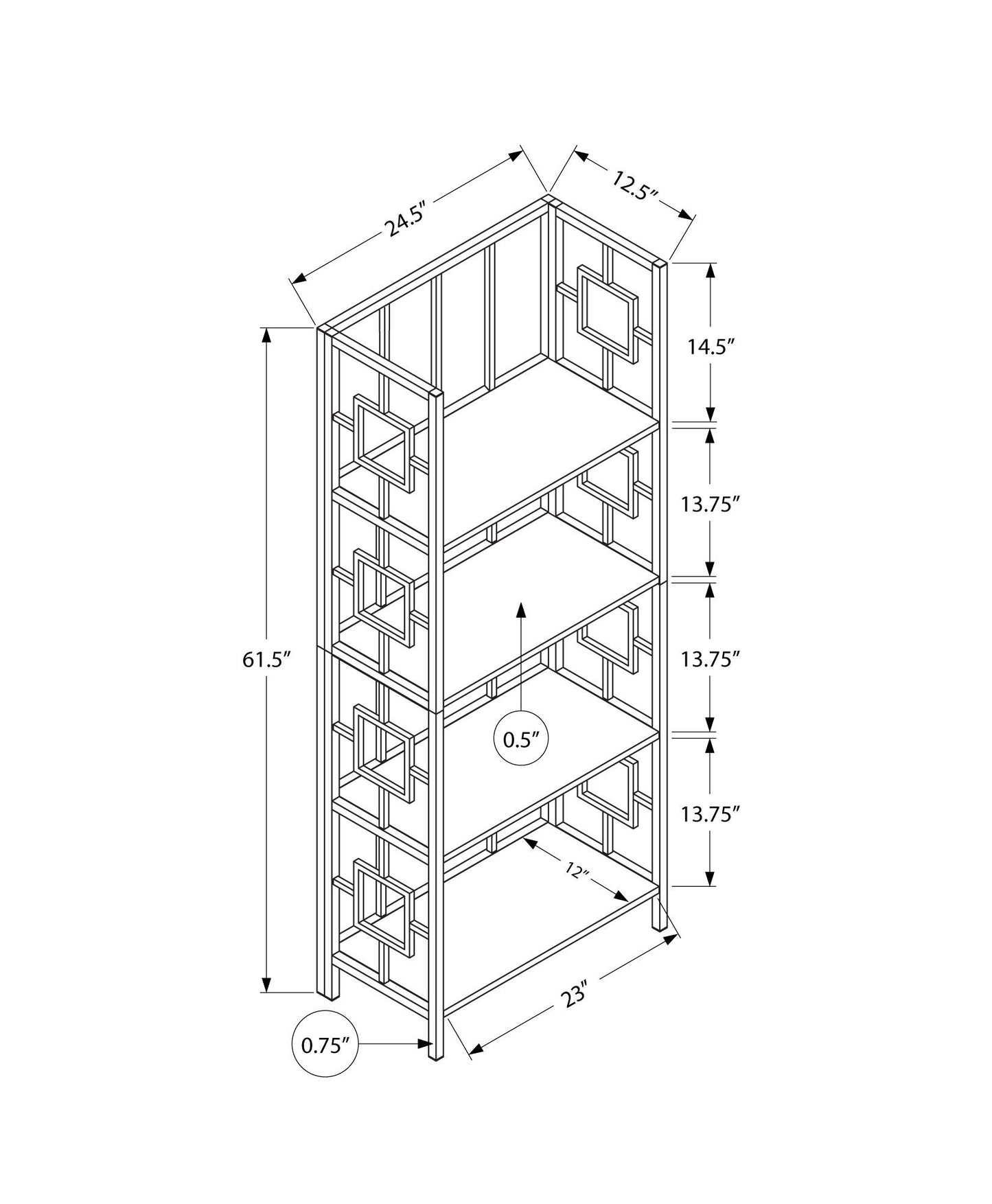 Bookshelf, Bookcase, Etagere, 4 Tier, For Office, Contemporary & Modern - Espresso 8th Street