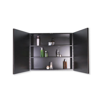 26X30" Black Metal Framed Wall Mount Or Recessed Bathroom Medicine Cabinet With Mirror - Black