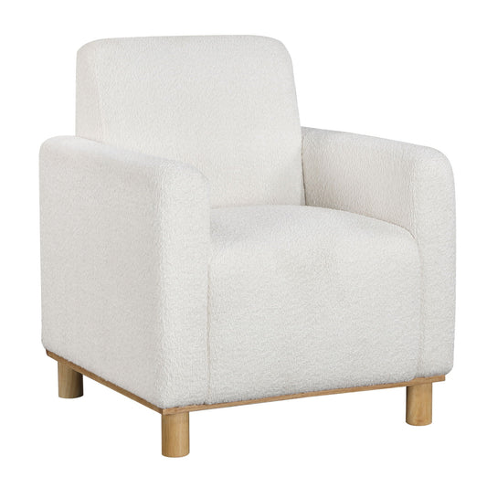 Mason - Boucle Fabric Arm Chair With Wooden Legs - White Home Essentials