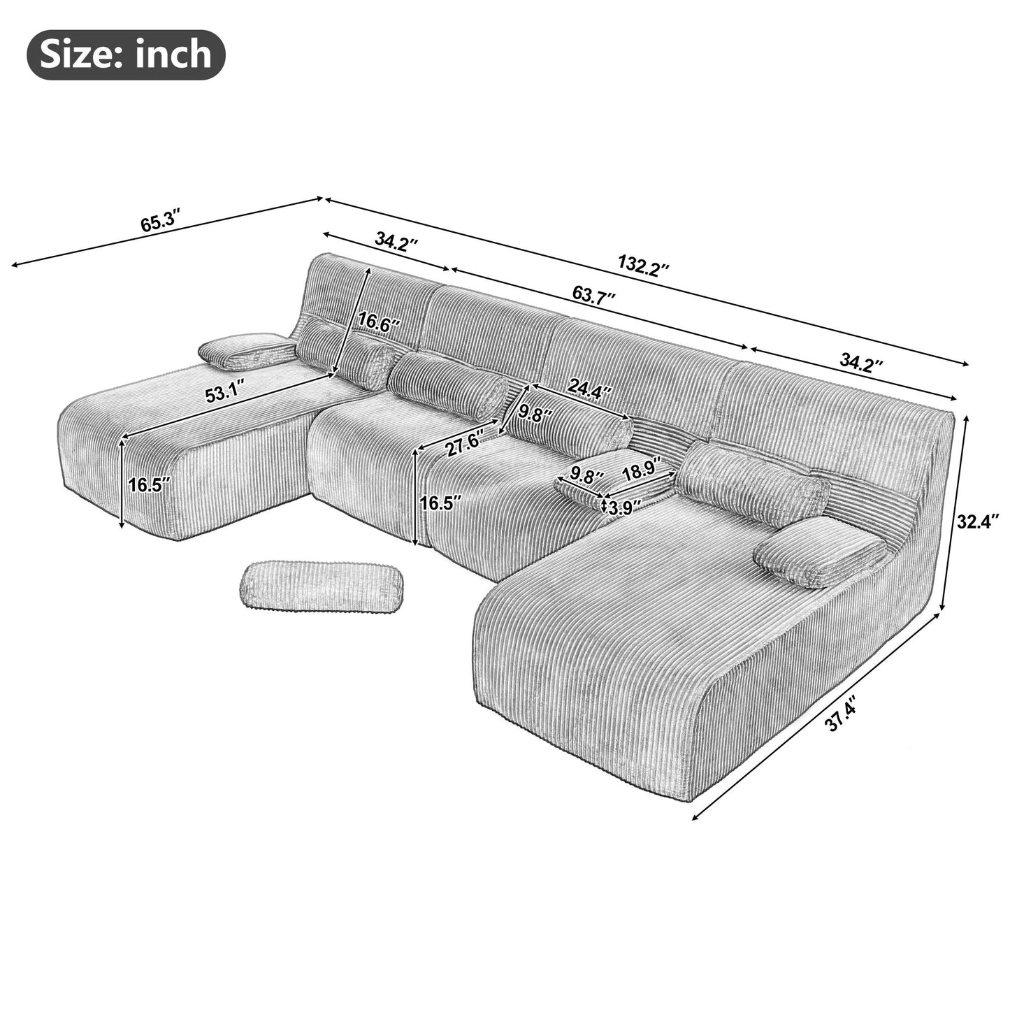 Oversized Sectional Sofa, Living Room Seating With Modular Design Hearth and Haven