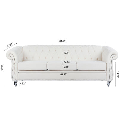 Rolled Arm Chesterfield 3 Seater Sofa Home Essentials