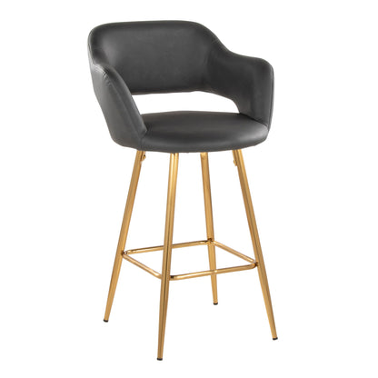 Margarite - Contemporary Fixed Height Counter Stool With Footrest (Set of 2) With Square Lumi Source
