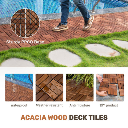 Acacia Wood Interlocking Deck Tiles Checker Pattern For Outdoor Flooring Daily Nest