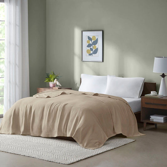 Freshspun Basketweave - Twin Blanket - Khaki Madison Park