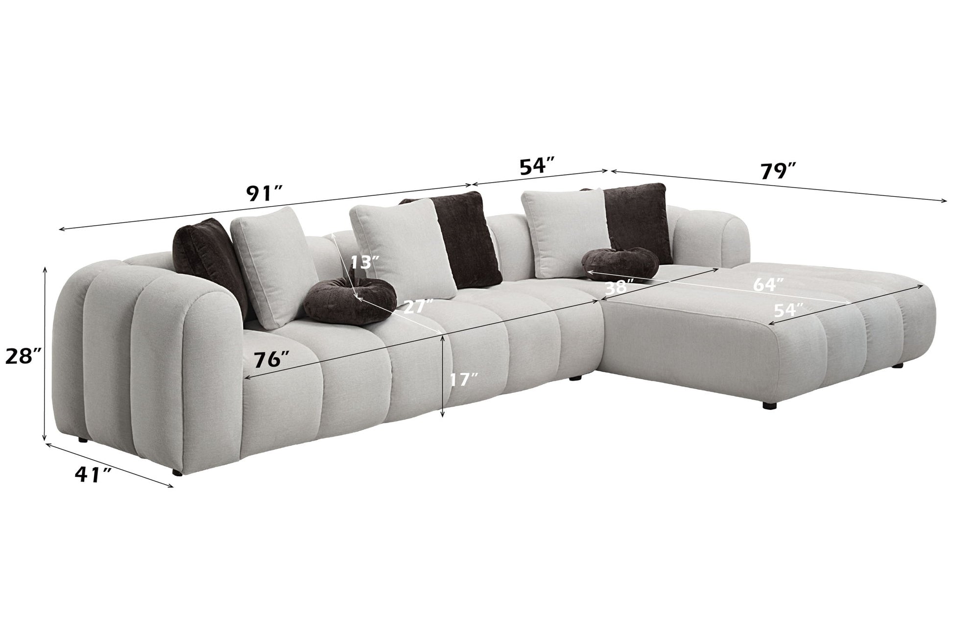 Manilla - Sectional Sofa With 8 Pillows - Ivory White Acme