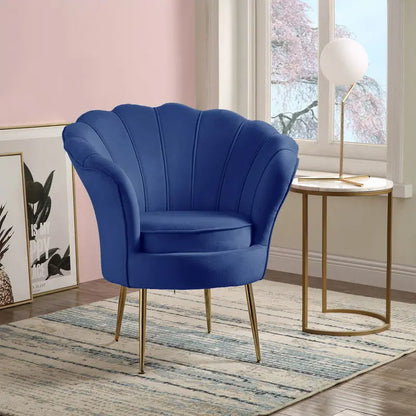 Angelina - Velvet Scalloped Back Barrel Accent Chair With Metal Legs Lilola Home