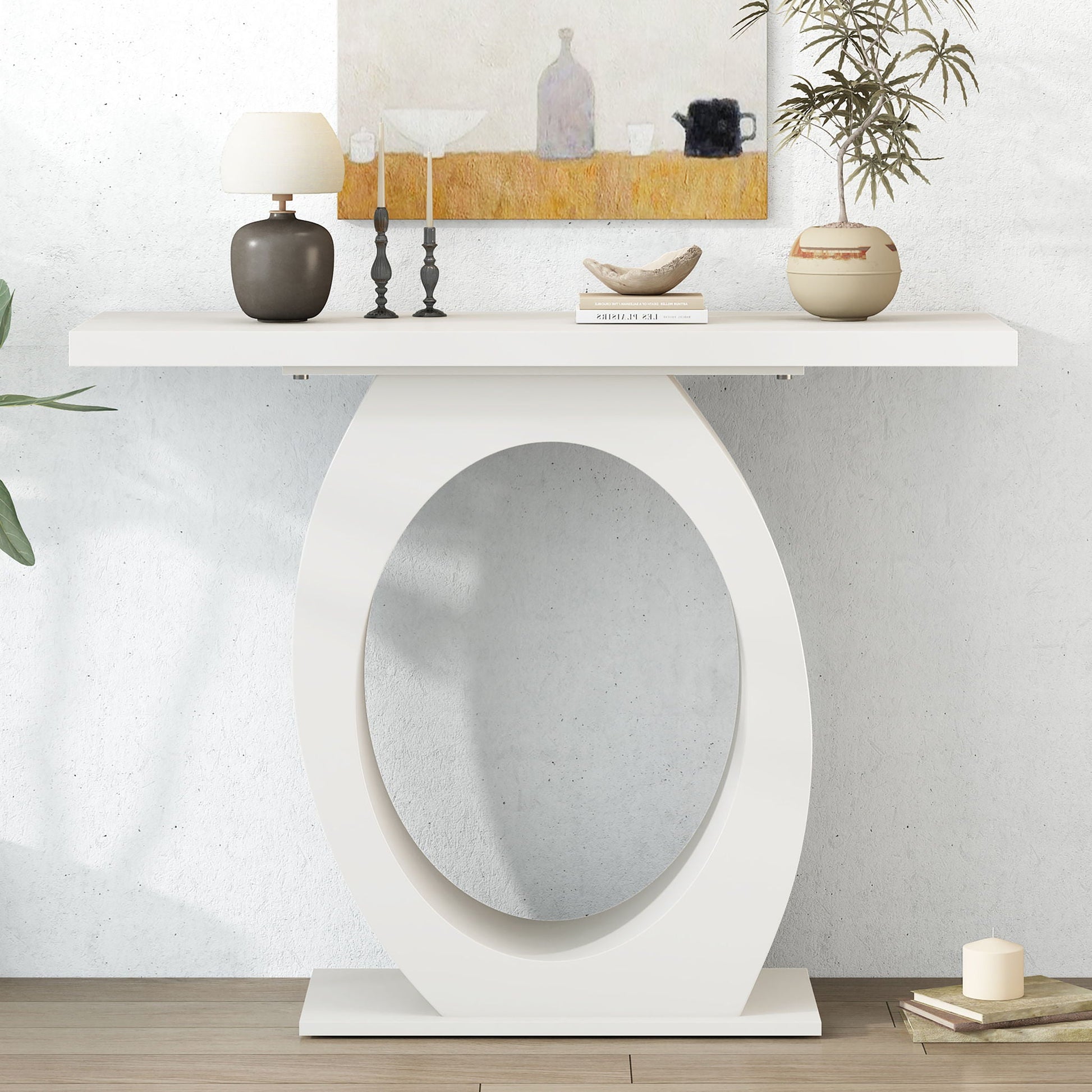 Console Table With Oval Base And Reinforced Bottom Plate Noble House