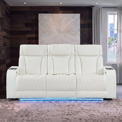 Electra - Power Reclining Sofa With Power Headrests, Drop Down Table, Reading Light, Massage, LED Lighting And USB Control Matrix Furniture Group