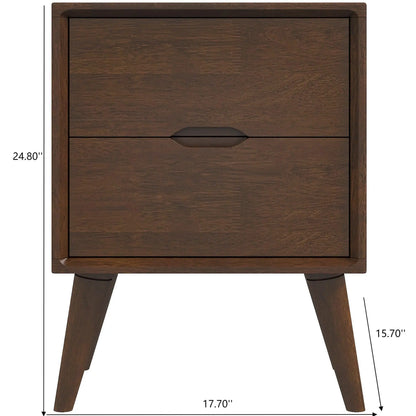 Alexandra - Night Stand With 2 Drawers - Walnut Brown Ashcroft Furniture