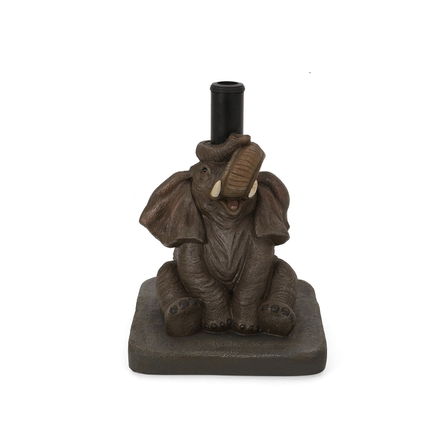 Charming Elephant Umbrella Base With Concrete Design - Gray Noble House