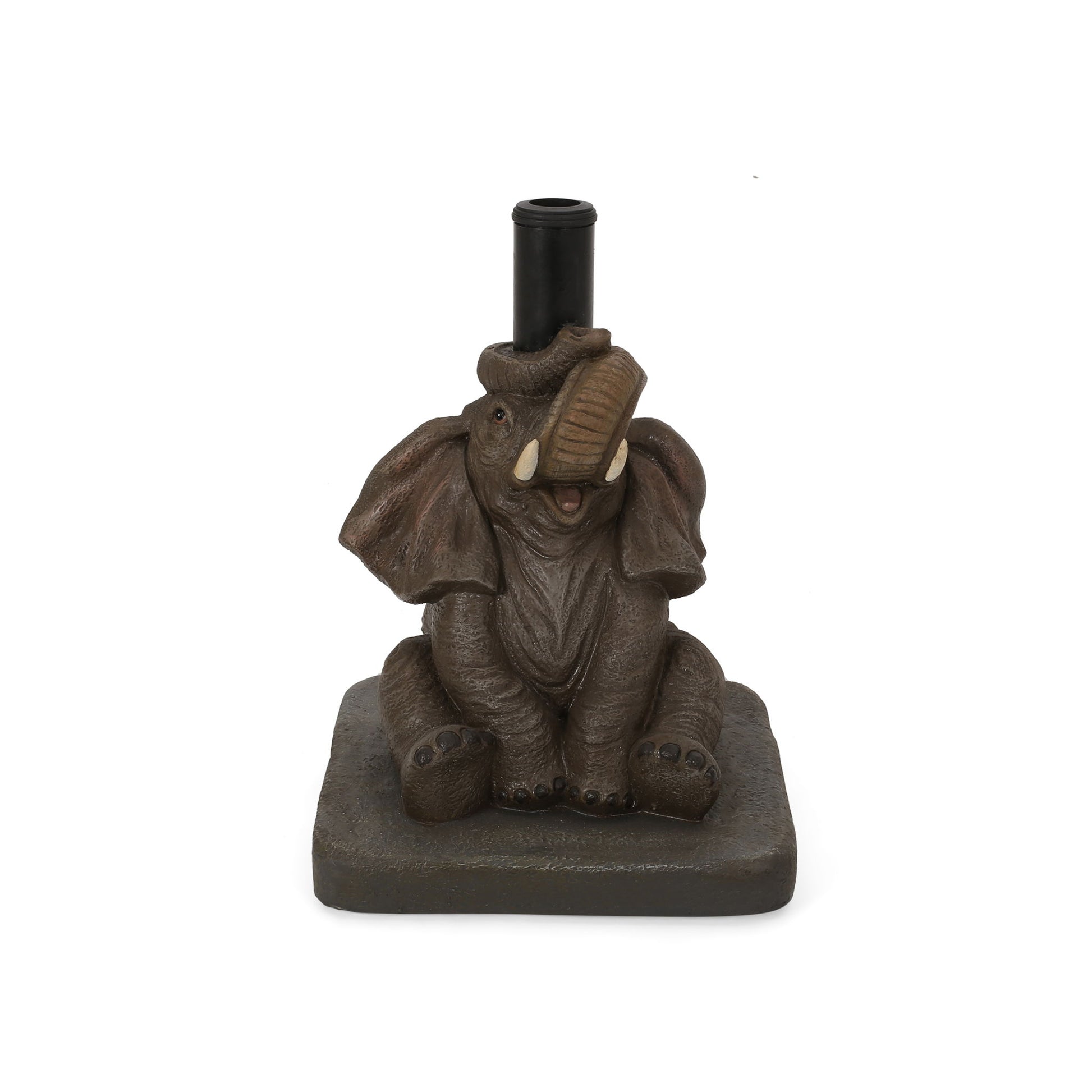 Charming Elephant Umbrella Base With Concrete Design - Gray Noble House