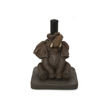 Charming Elephant Umbrella Base With Concrete Design - Gray Noble House