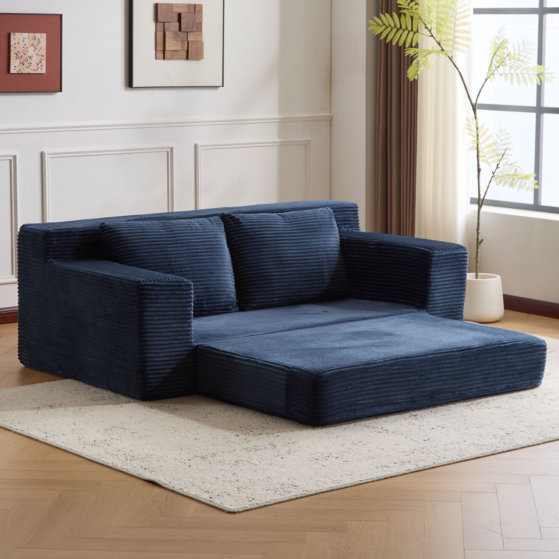 Comfortable Deep Seat Loveseat Sofa Bed, Reversible Cushion With Pillows Home Essentials
