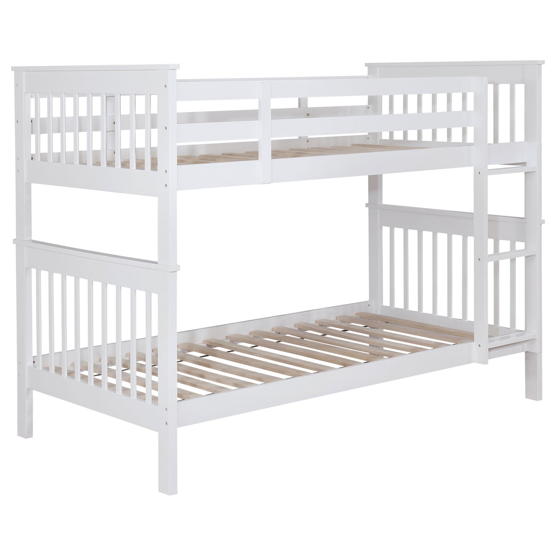 Madison - Twin Over Twin Bunk Bed With Slatted Design - White Furniture Max