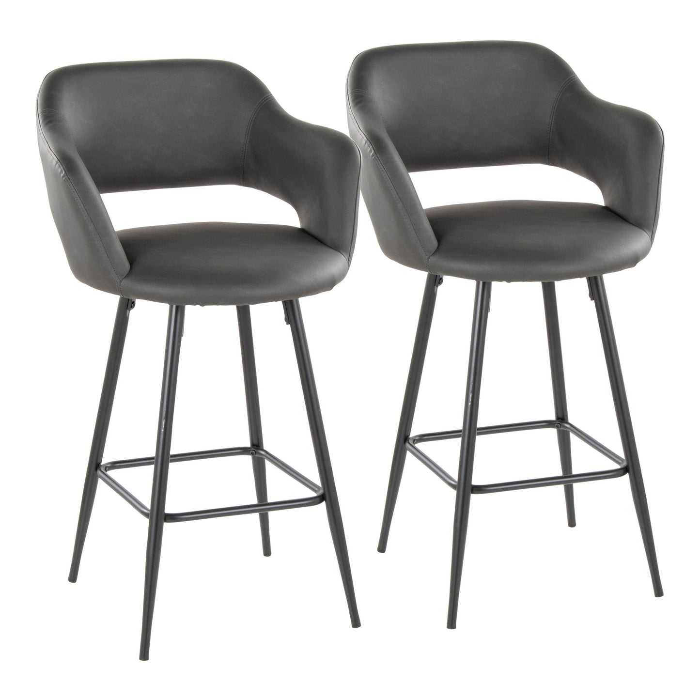Margarite - Contemporary Fixed Height Counter Stool With Square Footrest (Set of 2) Lumi Source
