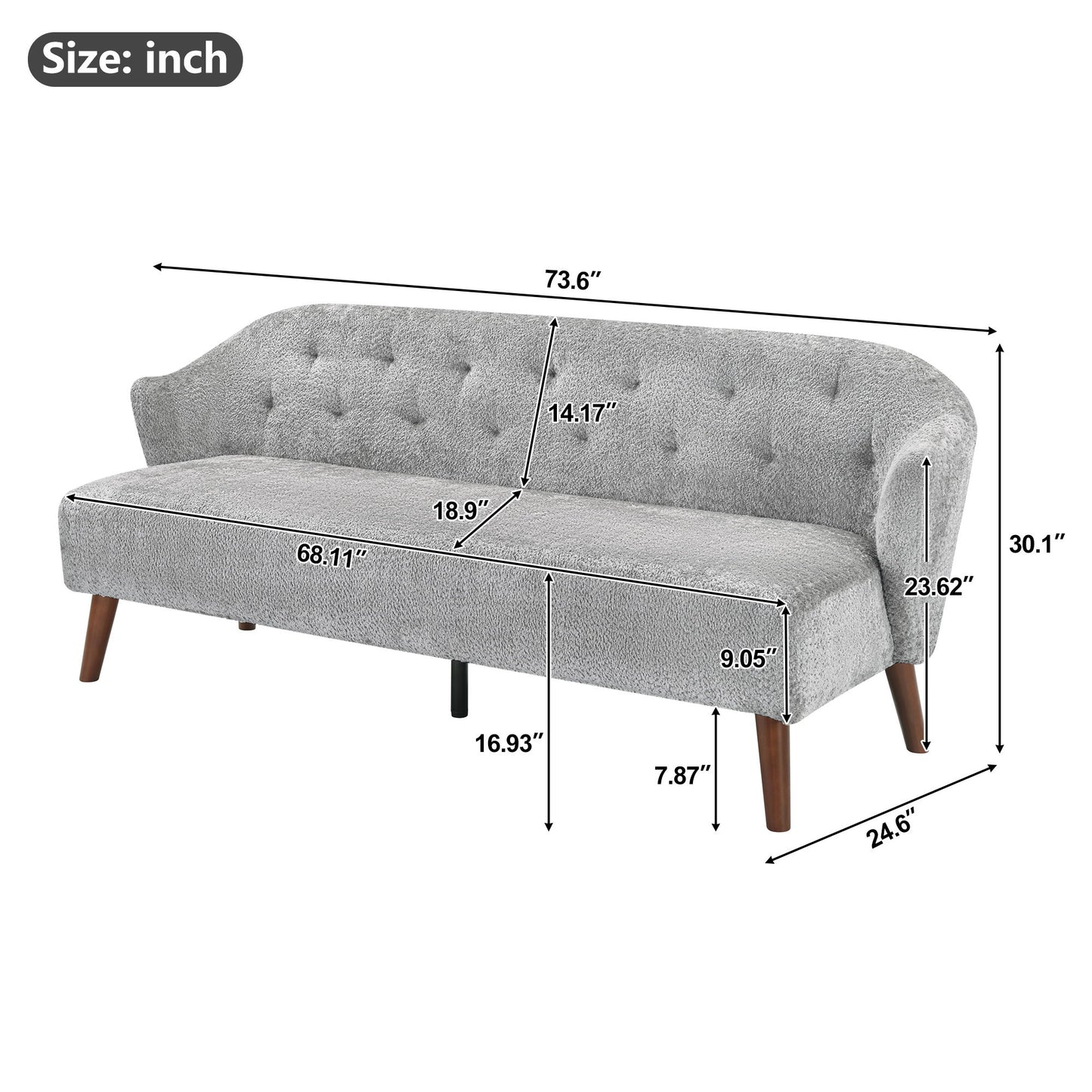 3 Seater Tufted Upholstered Couch Comfy Living Room Sofa Noble House