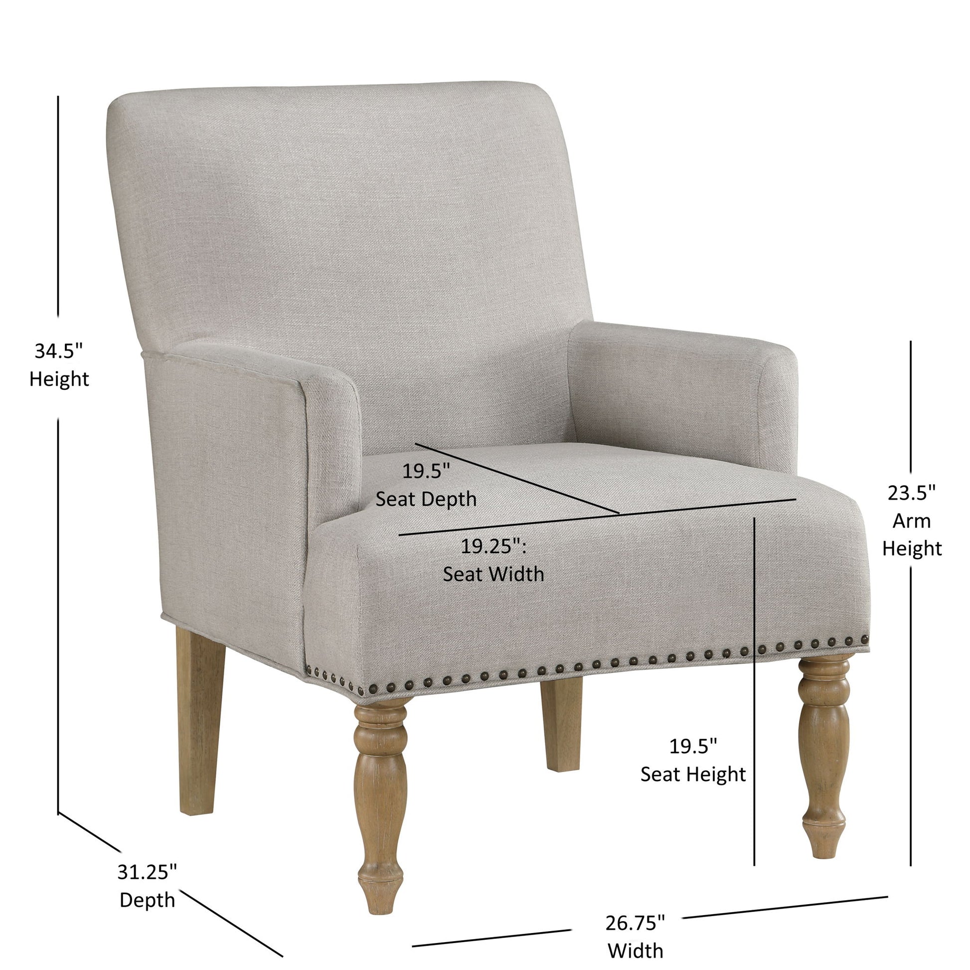 Alice - Upholstered Arm Chair With Nailheads - Beige Ridgecrest Home
