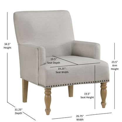 Alice - Upholstered Arm Chair With Nailheads - Beige Ridgecrest Home