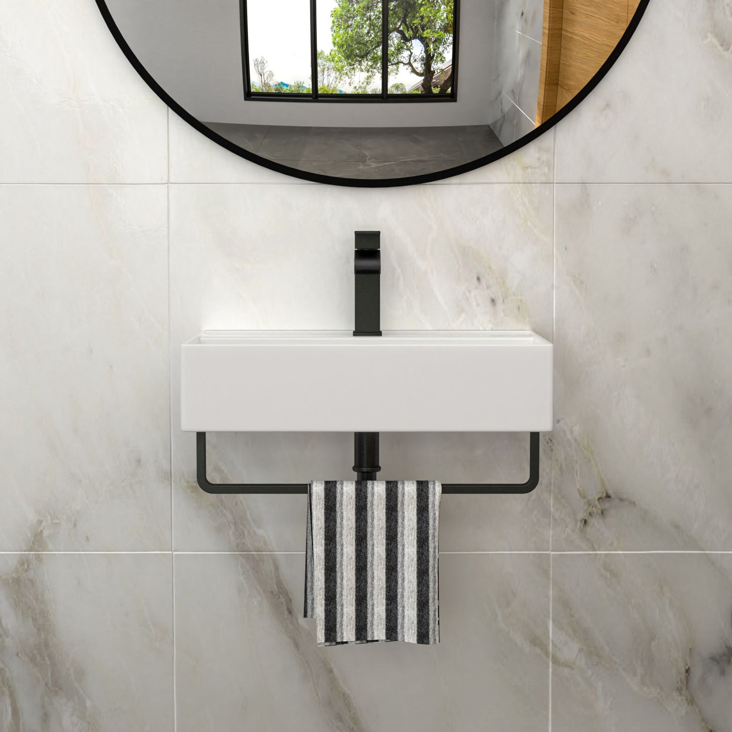 Wall Mounted Rectangular Bathroom Sink With Towel Bar Daily Nest