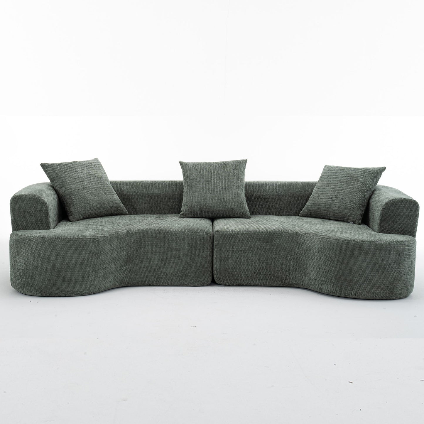 Modern Style Ultra Smooth Curved Sofa With 3 Pillows Home Essentials