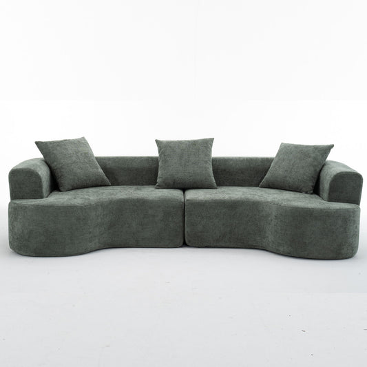 Modern Style Ultra Smooth Curved Sofa With 3 Pillows Home Essentials
