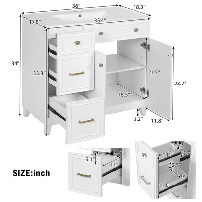 Bathroom Vanity With Sink, Soft Close Doors, Adjustable Shelves Hearth and Haven
