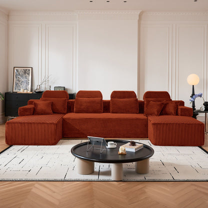 Sectional Sleeper Sofa & Storage Pockets, Modular Couch With Throw Pillows For Living Room Home Essentials